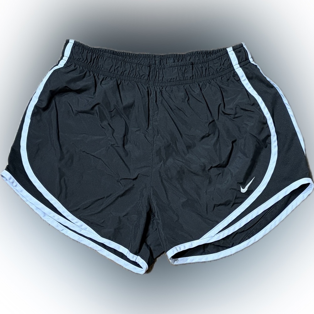 Nike Women's Black Athletic Shorts with Light Blue/Purple Trim
